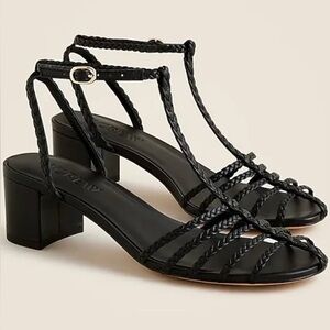 NWT J.Crew Shay braided strap block heel sandals in leather